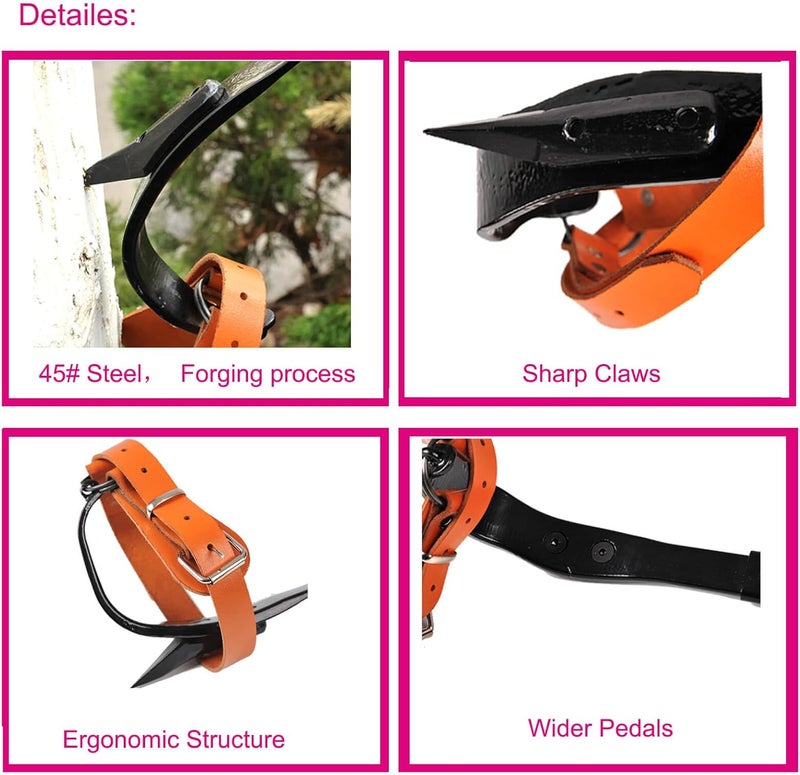 Rohseson Tree Climbing Spikes, Tree Climbing Gear with Non-Slip Pedal, Adjustable Tree Climbing Tool Set - Image 2